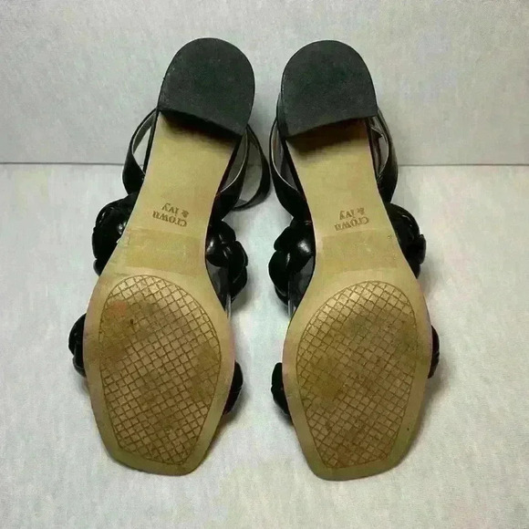 Crown & Ivy Black Blakely Puff Braided Block Heel with Buckle Closure Womens 8.5 - Picture 7 of 13